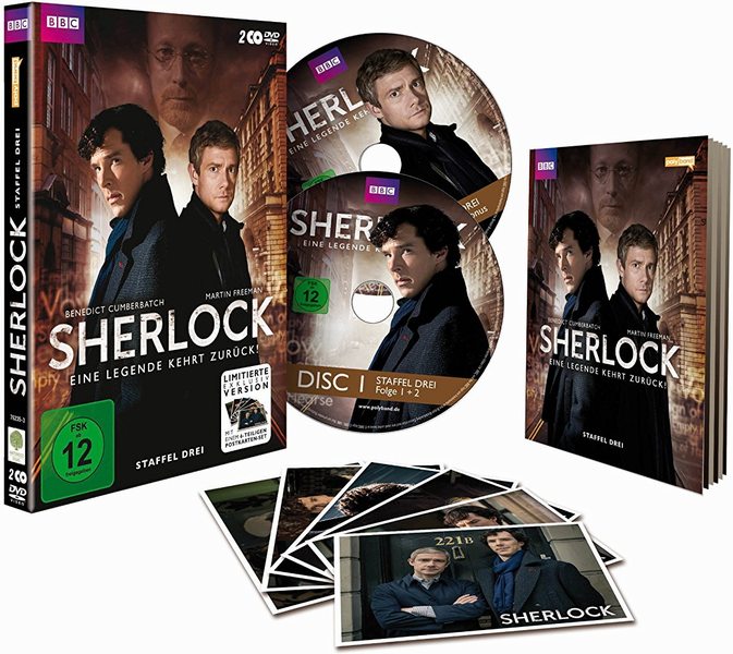 ポストカード6枚付 SHERLOCK シリーズ3DE(ドイツ)版DVD/Blu-Ray